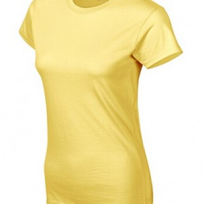 SKT039 light yellow 098 short sleeved women' s round neck collar t-shirt 76000L quick personal printed women' s tee breathable tshirts supplier price 45 degree